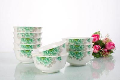 【三環(huán)陶瓷【工廠批發(fā)】美玉瓷10頭餐具綠芙蓉4.5寸麗晶碗套裝】價格,廠家,圖片,碗、碟、盤,237條-