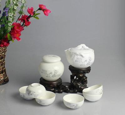 【德化陶瓷 高檔商務(wù)禮品 高溫玉瓷8頭手抓壺茶具【灰茶圣】】?jī)r(jià)格_廠家_圖片 -