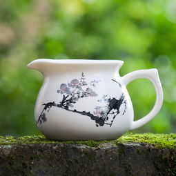 水墨梅花手繪荷韻青花公道杯功夫茶具配件陶瓷茶海分茶器