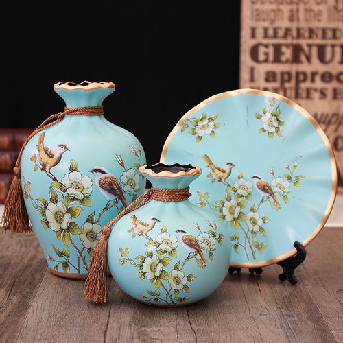 陶瓷花瓶清新水培器玻璃透明客廳富貴竹插干花歐式家居裝飾品擺件