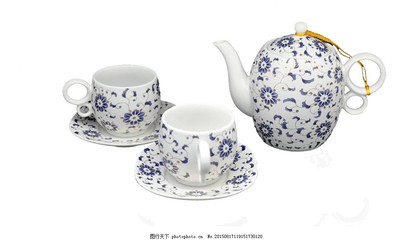 中國風(fēng)藍(lán)色花紋茶具產(chǎn)品實物
