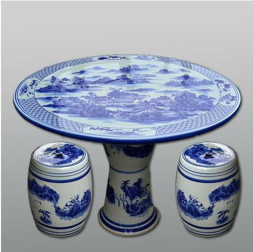 景德鎮(zhèn)瓷器陶瓷桌 別墅庭院裝飾用品 陶瓷桌凳 陽臺(tái)陶瓷桌高清圖片 高清大圖