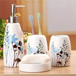 普潤 普潤 陶瓷衛(wèi)浴四件套 新婚禮品酒店賓館創(chuàng)意簡約衛(wèi)浴套裝浴室用品陶瓷衛(wèi)浴四件套沐浴洗漱 蒲公英 x2107 51比購返利網購物比價