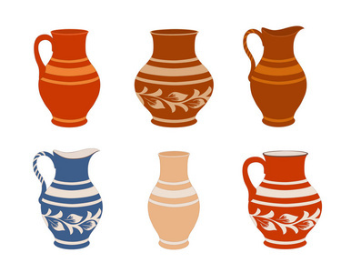 現(xiàn)實的粘土壺。矢量插圖