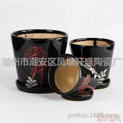 【廠家直銷室內(nèi)桌面臺(tái)上陽(yáng)臺(tái)辦公桌套三陶瓷花盆-001印花黑】潮州市潮安區(qū)鳳塘軒盛陶瓷廠 - 產(chǎn)品庫(kù)