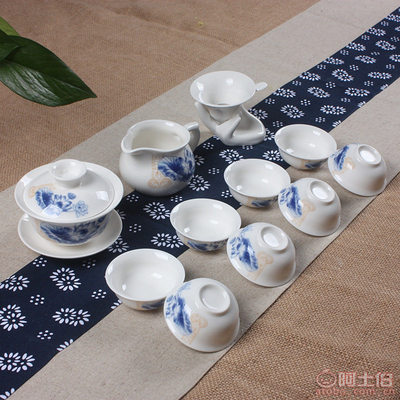 【星宇陶瓷廠家直銷12頭青花瓷禮品茶具整套高檔玉瓷功夫茶具套裝禮品訂制QH-11】德化縣星宇茶具研究所 - 產(chǎn)品庫(kù)